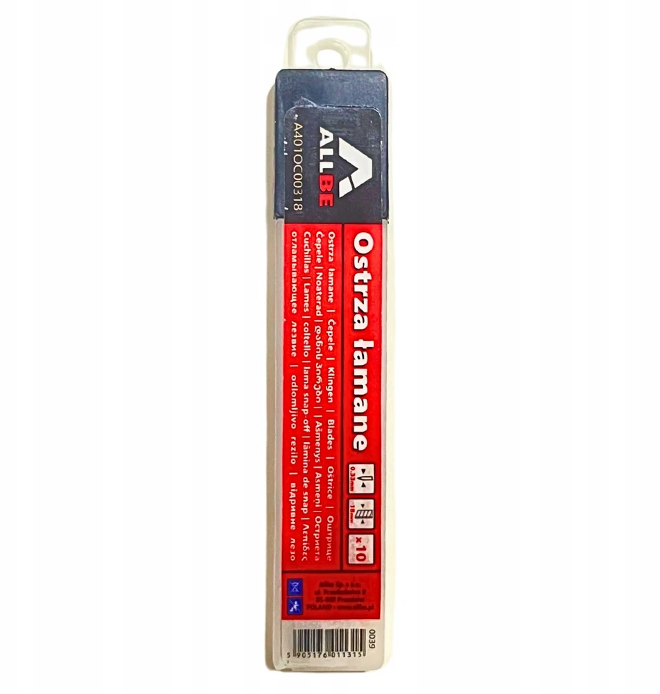 ALLBE TAPETINIŲ PEILIŲ GELEŽTĖS 18×0,33mm, 10vnt. LAUŽOMOS