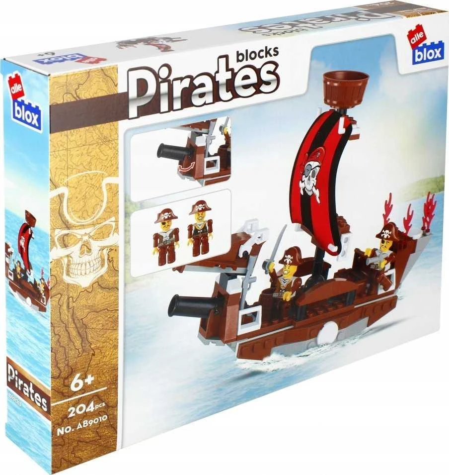 ALLEBLOX Kaladėlės KONSTR PIRAT 204EL 34X27X6 18/36
