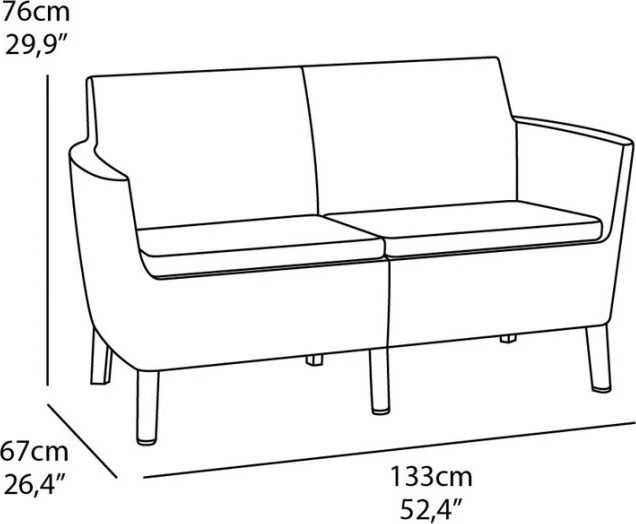 Keter Allibert SALEMO dvigulė sofa - grafito spalvos
