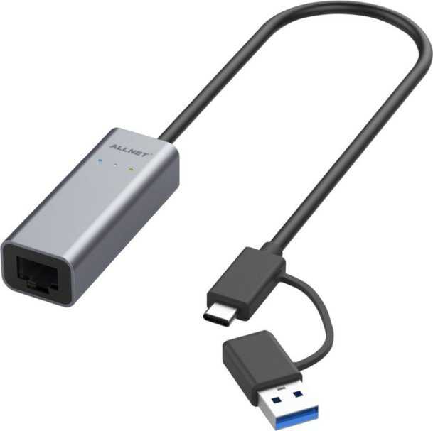 ALLNET USB 3.0 Typ-C&A Ethernet Adapteris 2.5 Multi-Gigabit LAN ALL-NC-2.5G-USBC/A *ALLTRAVEL*