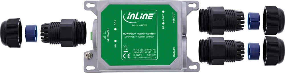 Allnet InLine® PoE++ lauko injektorius, 10 Gb/s, 90 W, IP67