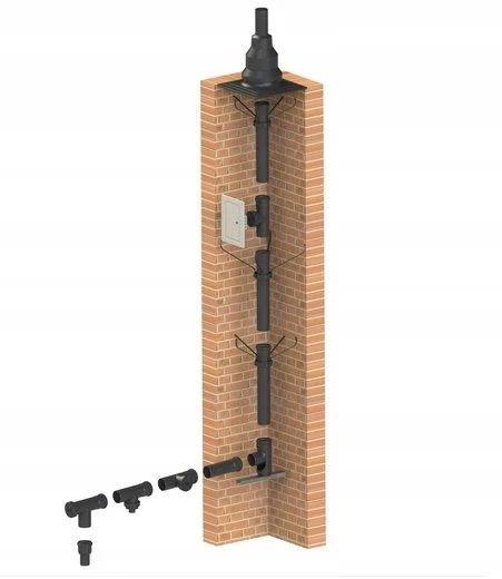 Almeva STARR/FLEX Sumažinta renovacinė alkūnė DN60/80 UV stabili juoda