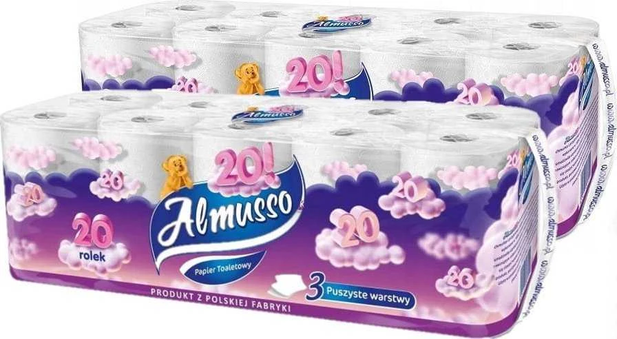 Almusso trijų sluoksnių tualetinis popierius, 20 ritinėlių