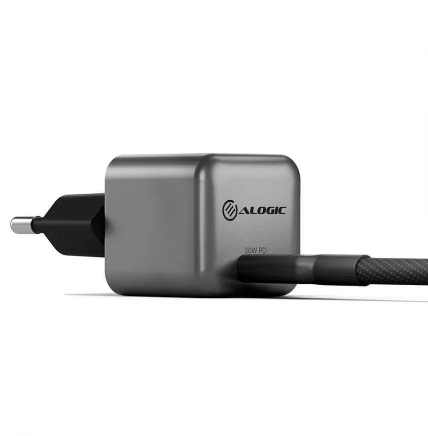 Įkroviklis Alogic Rapid Power mini USB-C PD GaN 1x USB-C 30W Pilka (WCG1X30SGR-EU)
