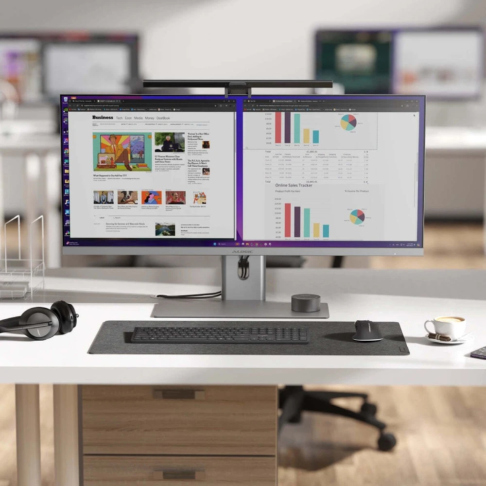 Monitorius „Alogic EDGE“ 40 colių itin plataus profilio WQHD LCD ekranas su 65 W PD dvigubu raiška