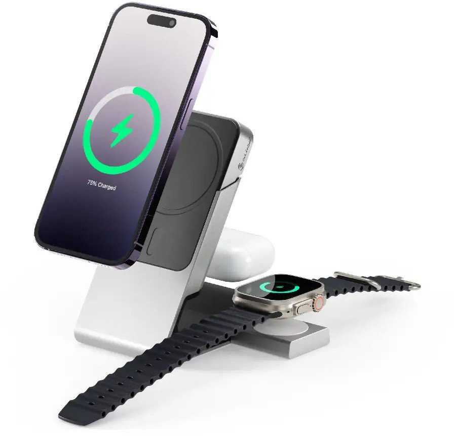 Alogic Matrix+ 3-in-1 magnetinis įkroviklis+Power Bank+AW Puk balta