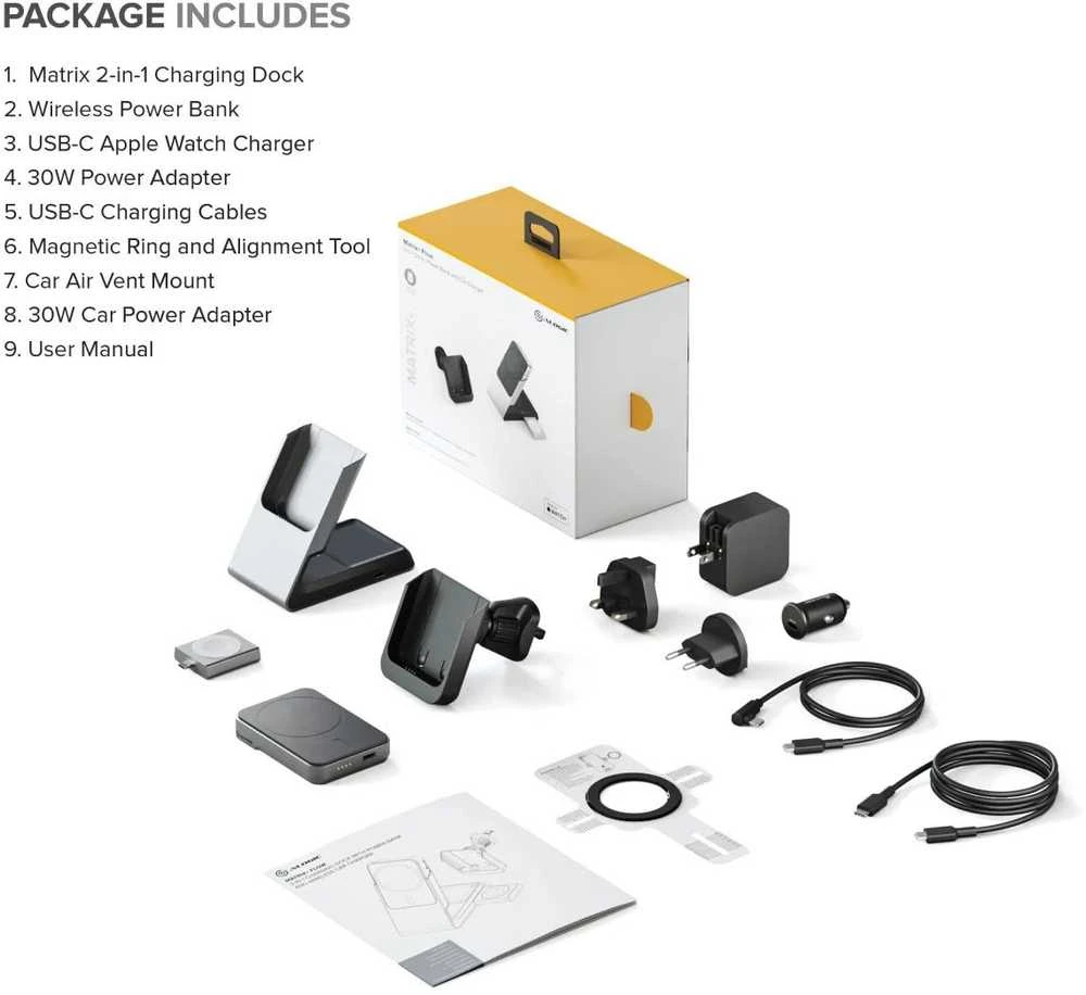 Įkroviklis Alogic Matrix+ Bezprzewodowa 3w1 MagSafe do kratki wentylacyjnej (MM31CPBCBK-G)
