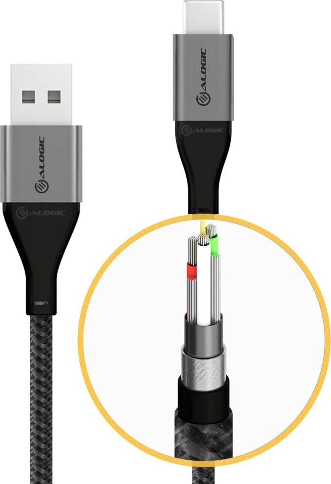 Kabelis USB Alogic USB-A - USB-C 0,3 m Pilka (ULCA2030-SGR)