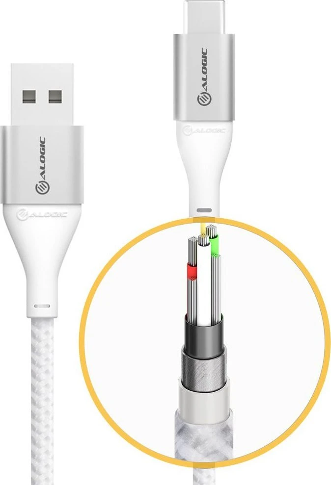 Kabelis USB Alogic Typ C -A M/M 0,3 m USB 2.0 480 Mbps 3A Sidabrinė (ULCA2030-SLV)