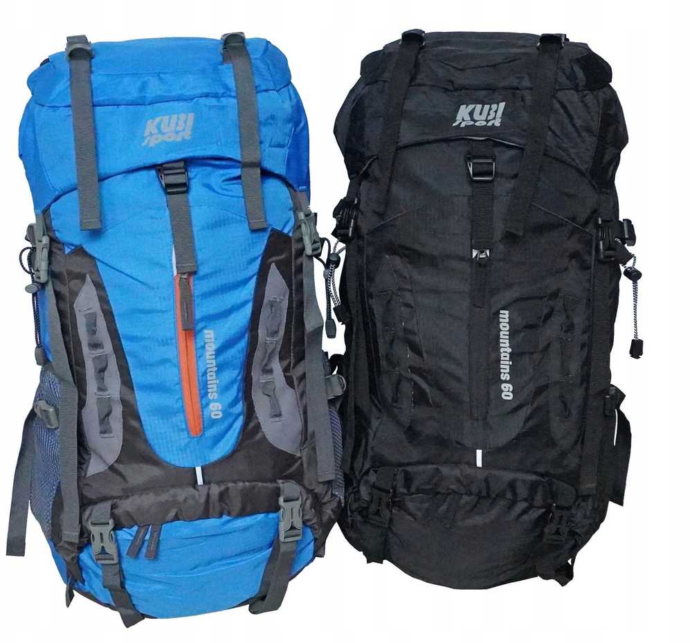 Žygio kuprinė Alogy žygiams Moterims Vyrams Juoda Talpi KUBISPORT 60 L
