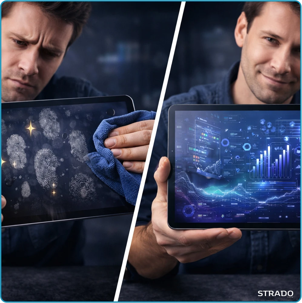 Strado-Tech Grūdintas matinis stiklas Samsung Galaxy Tab S9 / S10 - ekrano apsauga 9H, pilnas padengimas (ochronne na tablet 9H 2,5D wycięcia glass)