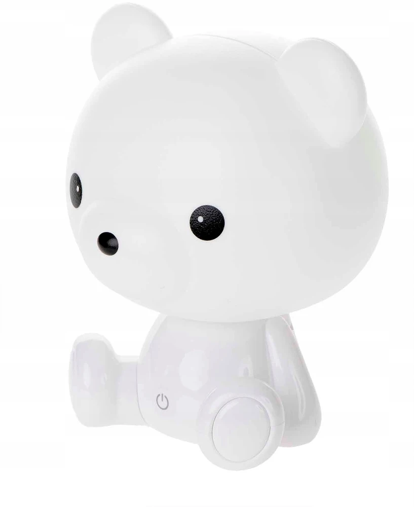 Retoo Lampka Vaikiška meškiuko naktinė lempa, stalinė lempa su kontaktu, balta, dekoratyvinė, 3D