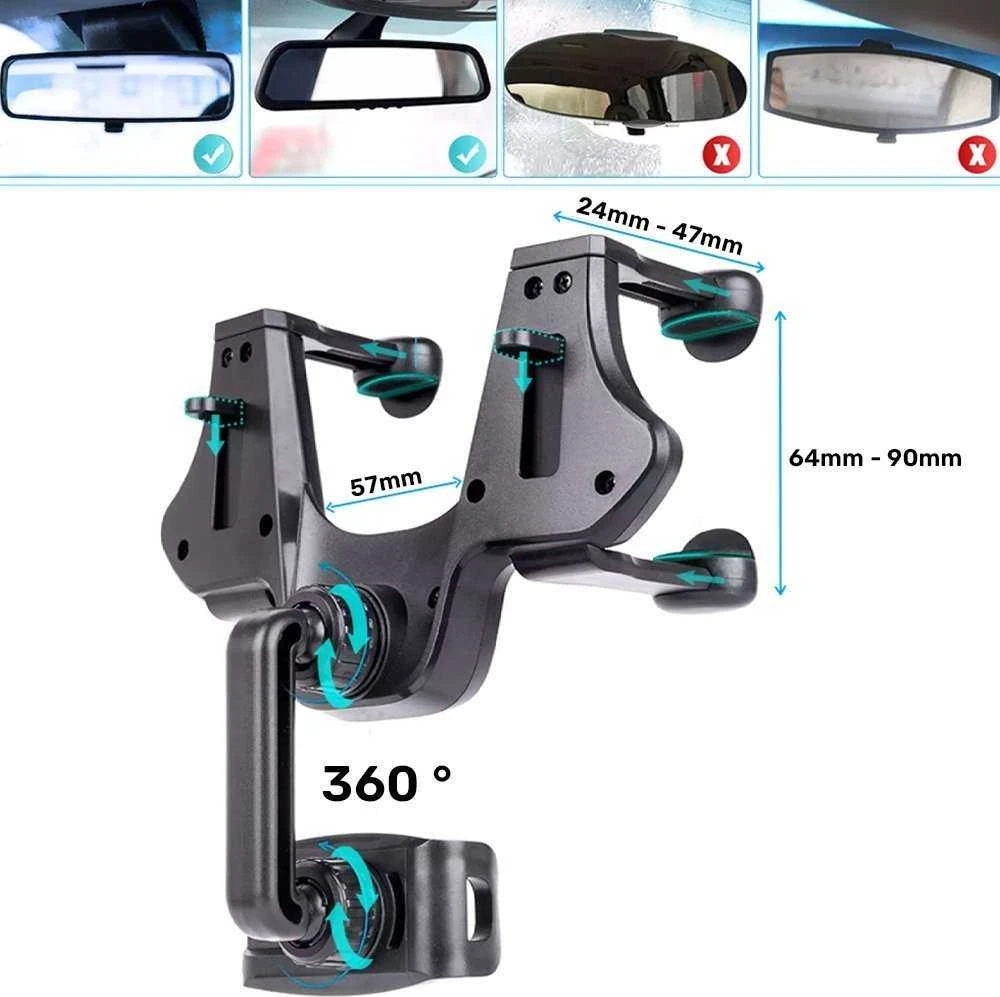 Telcon AUTOMOBILINIS LAIKIKLIS TVIRTINAMAS PRIE GALINIO VAIZDO VEIDRODĖLIO, Juodas