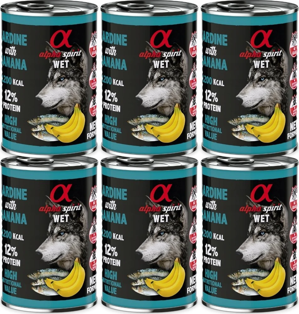 ALPHA SPIRIT WET Sardinės su bananais - šlapias šunų maistas - 400g