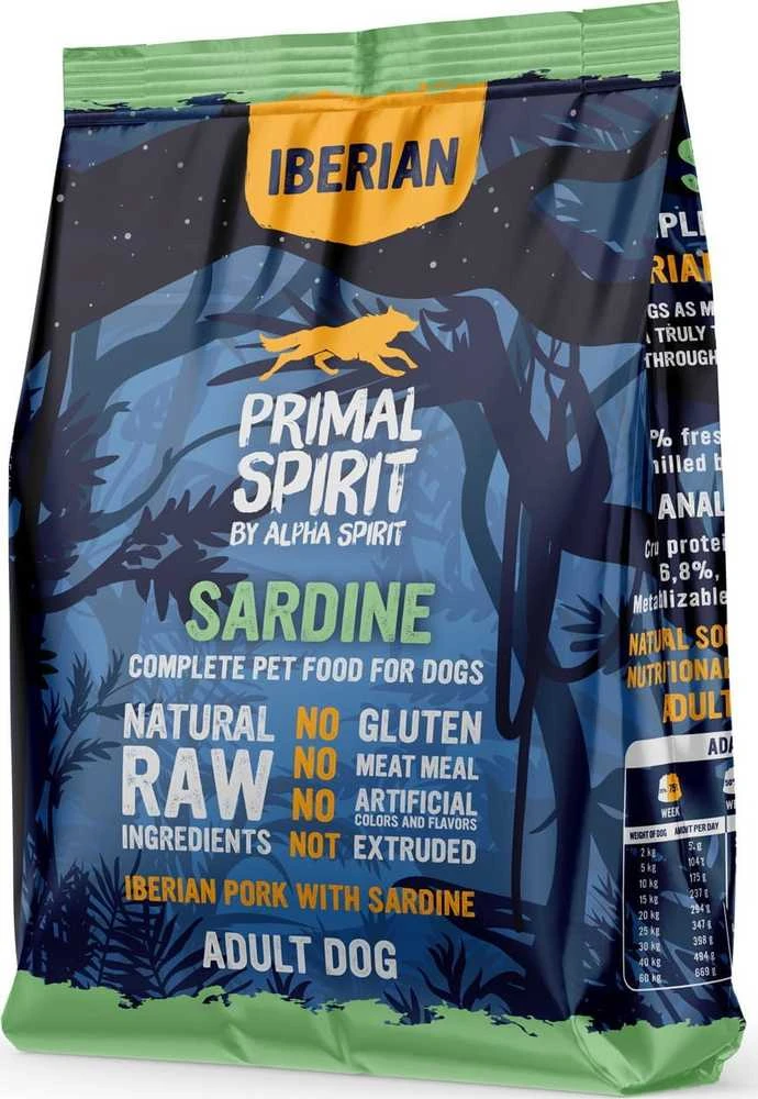 Alpha Spirit PRIMAL IBERIAN Sardin pašaras šunim su sardine 1kg