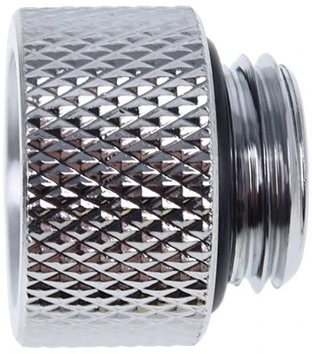 „Alphacool“ jungties adapteris, tiesus G1/4 colio lizdas į G1/4 colio kištuką, chromuotas sidabrinis