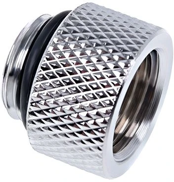 „Alphacool“ jungties adapteris, tiesus G1/4 colio lizdas į G1/4 colio kištuką, chromuotas sidabrinis