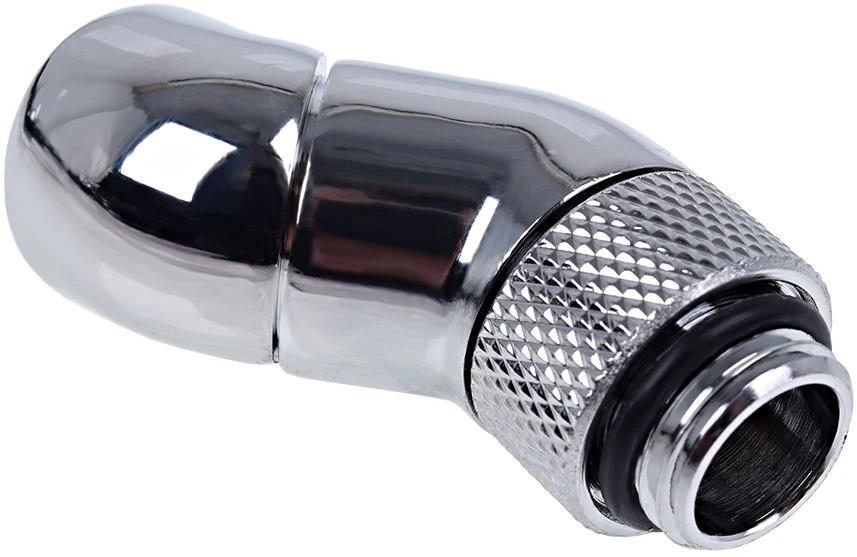 Alphacool Eiszapfen Winkeladapter 45 Grad doppel drehbar G1/4 AG auf G1/4 IG – chrome