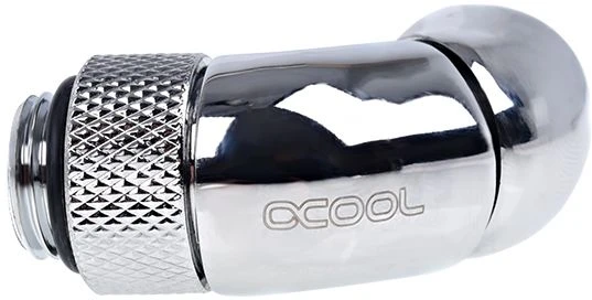 Alphacool Eiszapfen Winkeladapter 45 Grad doppel drehbar G1/4 AG auf G1/4 IG – chrome