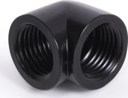 „Alphacool“ jungties adapteris 90 laipsnių G1/4 colio lizdas į G1/4 colio lizdą – juodas