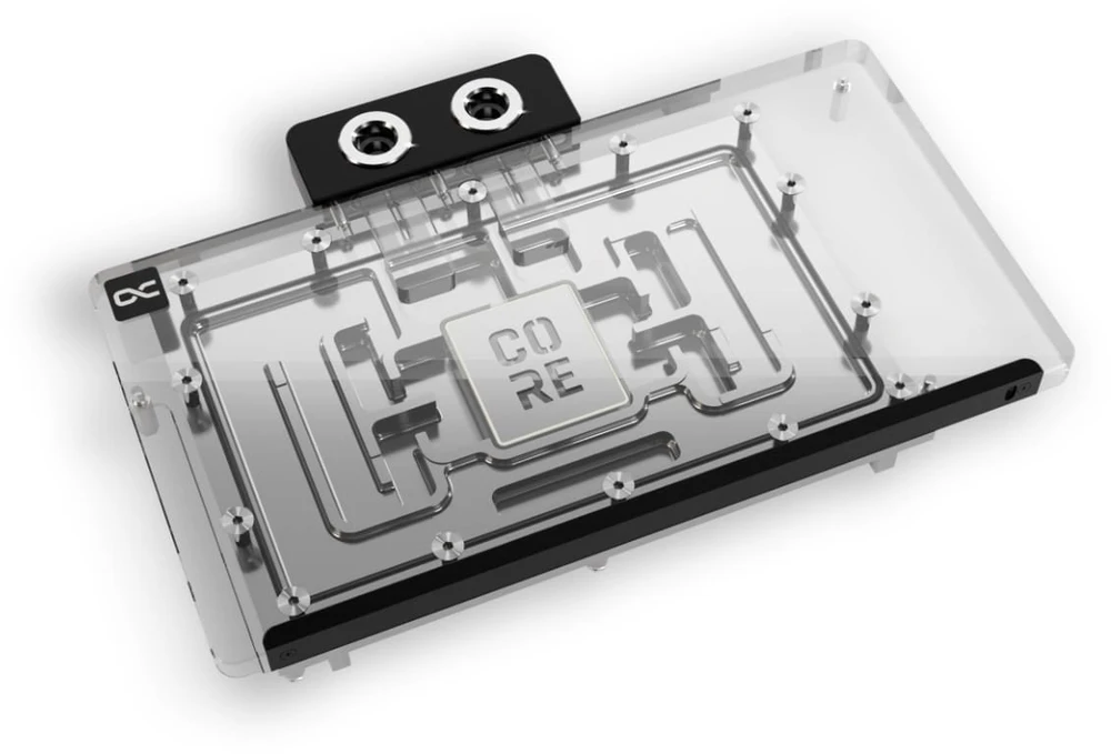 „Alphacool Core GeForce RTX 5090 Gaming“ + „Windforce“ vandens blokas, galinė plokštė – akrilas, juodas
