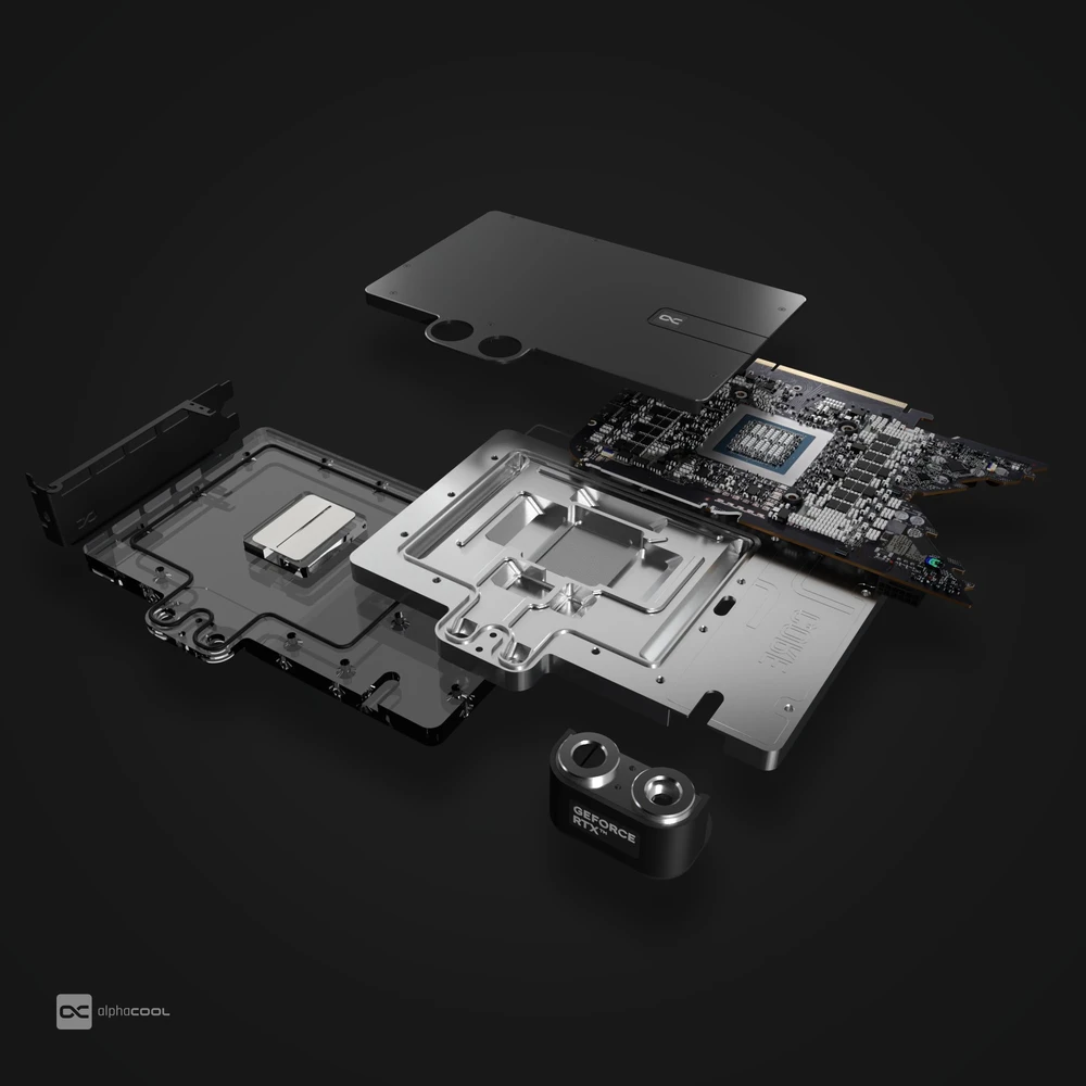 Alphacool Alphacool Core RTX 4090 FE su galine plokšte – akrilas + nikelis