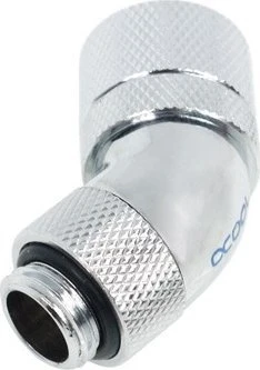 „Alphacool HF“ jungtis, 45 laipsnių, G1/4 colio, vidinis sriegis, 13/10 mm, pasukama, chromuota, sidabrinė