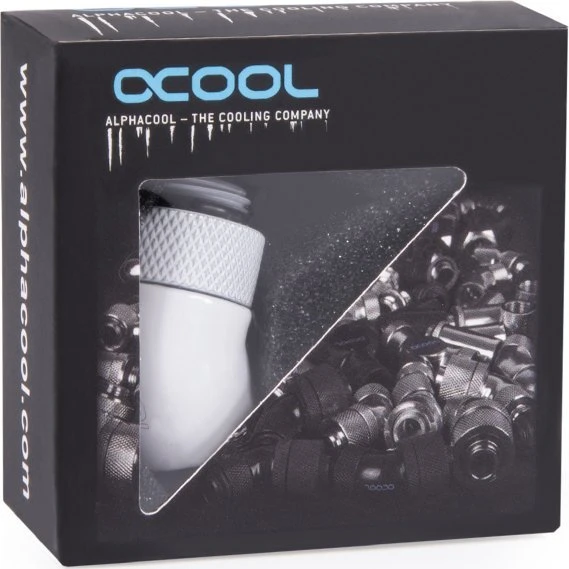 Alphacool Eiszapfen Winkeladapter 45 Grad drehbar G1/4 AG auf G1/4 IG – baltos spalvos
