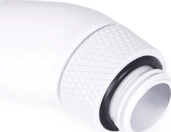 Alphacool Eiszapfen Winkeladapter 45 Grad drehbar G1/4 AG auf G1/4 IG – baltos spalvos