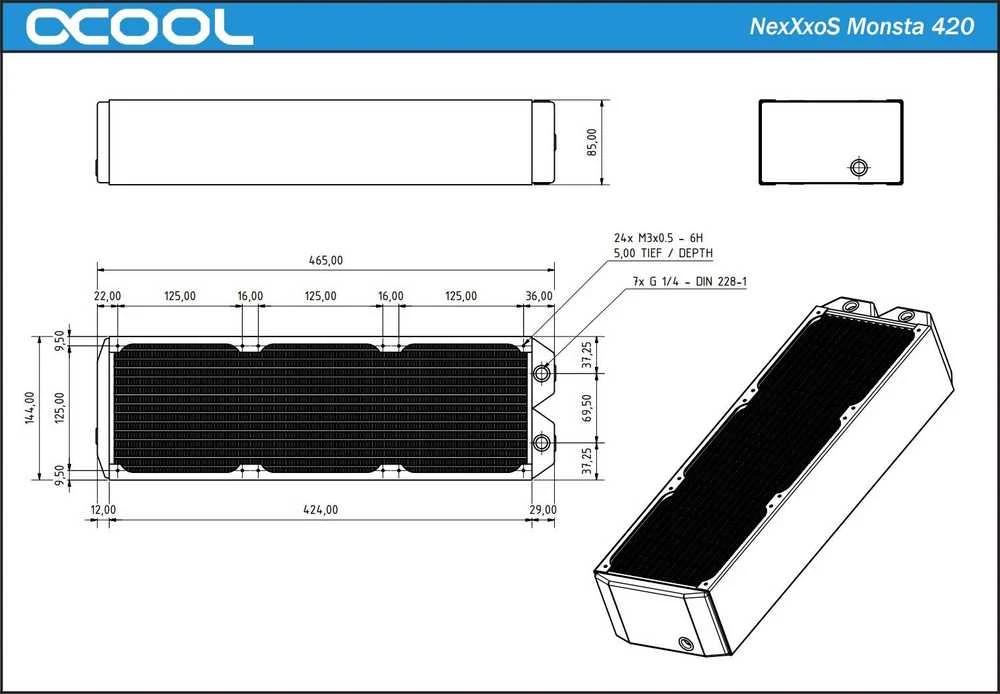 Alphacool NexXxoS Monsta Radiator – 420mm, juodas