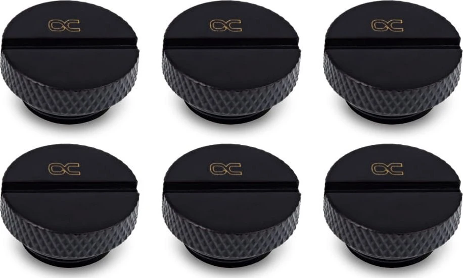 Alphacool Eiszapfen Stop Fitting G1/4, juodas – 6 pakuotė