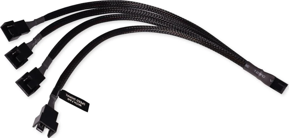 „Alphacool“ Y skirstytuvas, 4 kontaktų į 4 x 4 kontaktų PWM, 30 cm, juodas