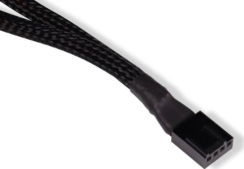 „Alphacool“ Y skirstytuvas, 4 kontaktų į 2 x 4 kontaktų PWM, 30 cm, juodas