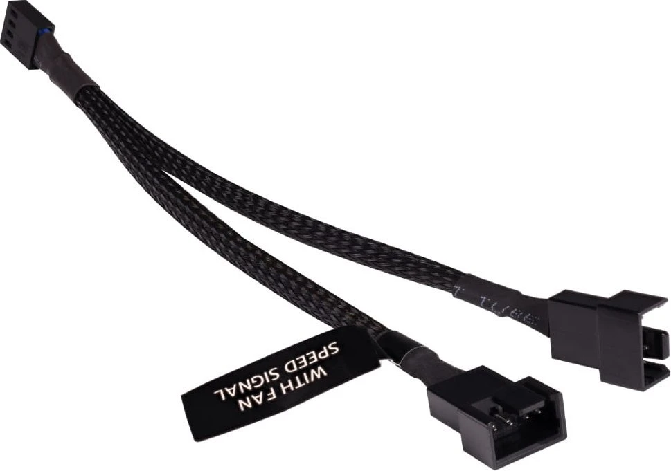„Alphacool“ Y skirstytuvas, 4 kontaktų į 2 x 4 kontaktų PWM, 15 cm, juodas