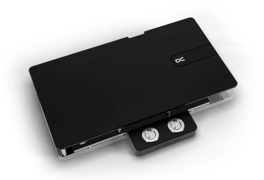 „Alphacool Core GeForce RTX 5090 TUF Gaming GPU Vanduo“ aušintuvas, ARGB, su galine plokšte · akrilas