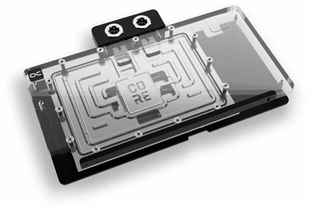„Alphacool Core RTX 5080 ROG Astral GPU“ vandens aušinimas, ARGB, su galine plokšte ir akrilu