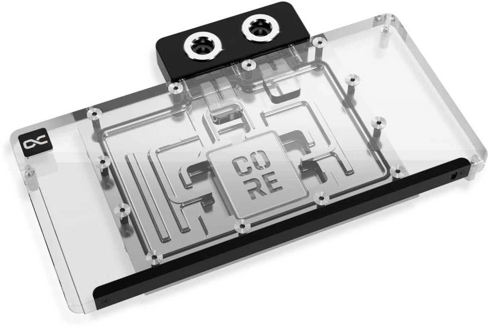 „Alphacool Core RX 9070 Nitro+ GPU“ vandens blokas, ARGB, su galine plokšte – akrilas