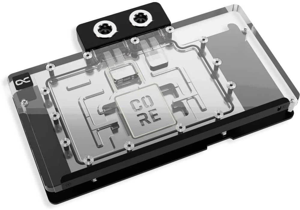 „Alphacool Core RX 9070 TUF/Prime GPU“ vandens blokas, ARGB, su galine plokšte · akrilas