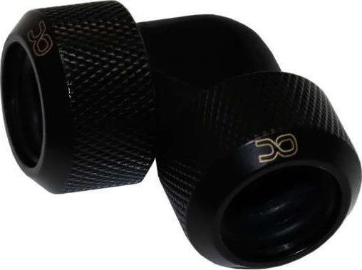 „Alphacool“ vamzdžių adapteris 90 laipsnių 16 mm išoriniam skersmeniui iki 16 mm išorinio skersmens, kieto vamzdžio – juodas