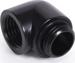„Alphacool“ jungties adapteris 90 laipsnių G1/4 colio kištukas į G1/4 colio kištuką, juodas