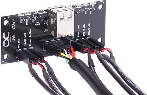 „Alphacool“ priekinis įvesties/išvesties skydelis su USB 2.0, su kabeliu prie serverio korpuso
