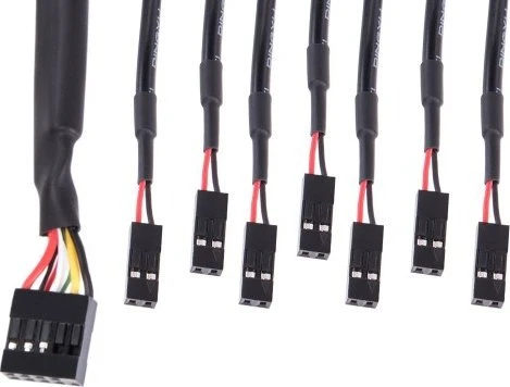 „Alphacool“ priekinis įvesties/išvesties skydelis su USB 2.0, su kabeliu prie serverio korpuso