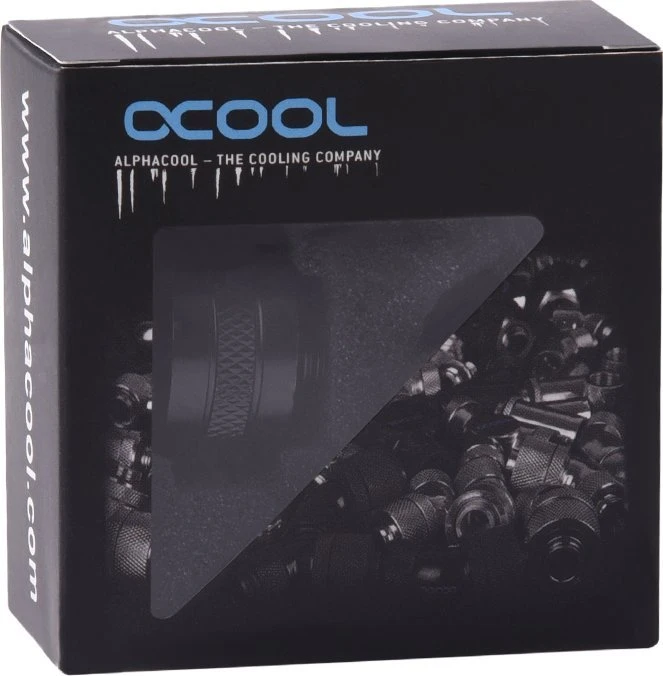 „Alphacool Eiszapfen Pro“ jungtis, 16 mm kietas vamzdelis, G1/4 colio, juodas