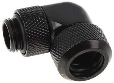 „Alphacool Eiszapfen“ 13 mm kieto vamzdžio suspaudimo jungtis, 90 laipsnių pasukama, G1/4 "juodas"