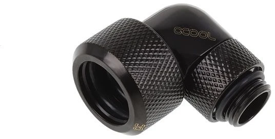 Alphacool Eiszapfen connector 90 degrees G1/4 inch female thread to 16mm outer diameter hard tube – juodas