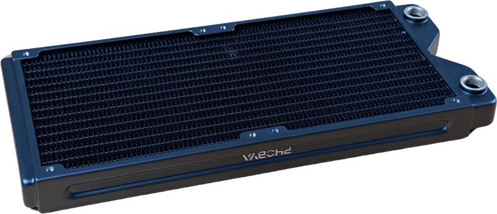 Alphacool „Phobya R27-S280“ radiatorius, 280 mm radiatorius, 18 FPI, varinės pelekai, 2x G1/4 colių jungtys – juodas
