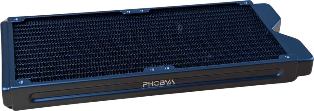 Alphacool „Phobya R27-S280“ radiatorius, 280 mm radiatorius, 18 FPI, varinės pelekai, 2x G1/4 colių jungtys – juodas