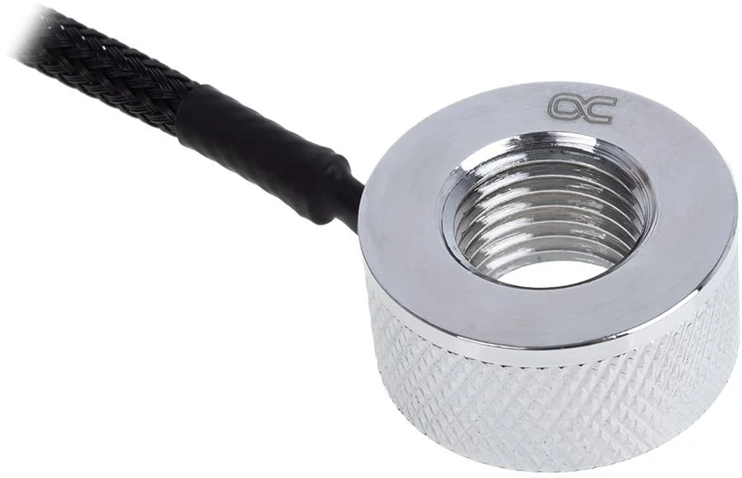 Alphacool Eiszapfen temperatūros jutiklis G1/4 vyriškas/vyriškas su moterišku adapteriu – chromas