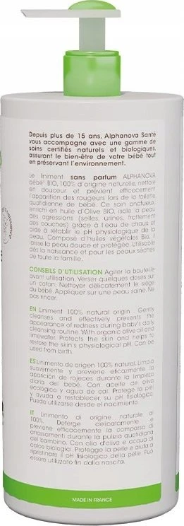 Dėklas Alphanova Bebe Bio, Emulsja oczyszczająca su kompleksem pielęgnacyjnym do okolic pieluszkowych, 900 ml