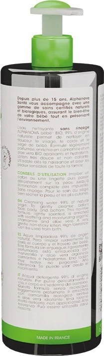 Alphanova Bebe Bio* micelinis valomasis vanduo, 400 ml